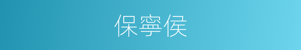 保寧侯的同義詞