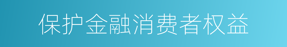 保护金融消费者权益的同义词