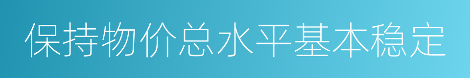 保持物价总水平基本稳定的同义词