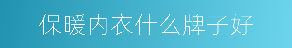 保暖内衣什么牌子好的同义词