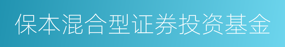 保本混合型证券投资基金的同义词