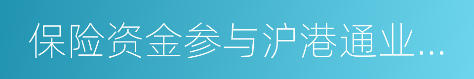 保险资金参与沪港通业务试点监管口径的同义词