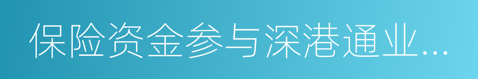 保险资金参与深港通业务试点监管口径的同义词