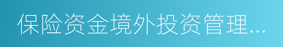 保险资金境外投资管理暂行办法的同义词