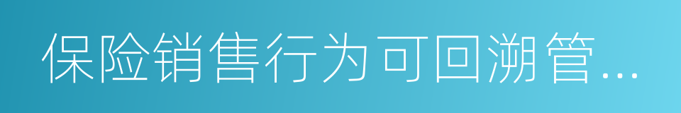 保险销售行为可回溯管理暂行办法的同义词