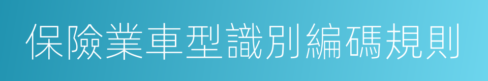 保險業車型識別編碼規則的同義詞