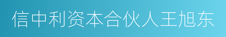 信中利资本合伙人王旭东的同义词