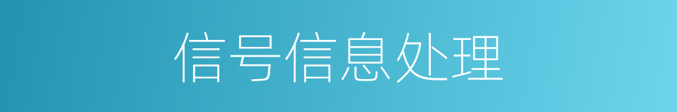 信号信息处理的同义词