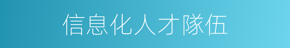 信息化人才隊伍的同義詞