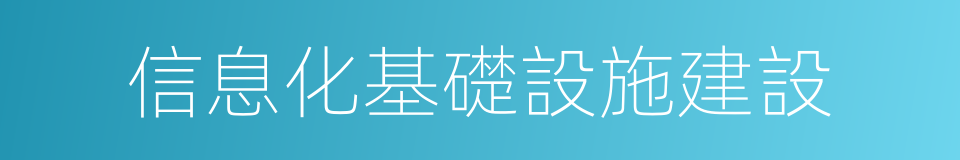 信息化基礎設施建設的同義詞