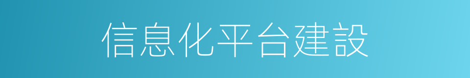 信息化平台建設的同義詞