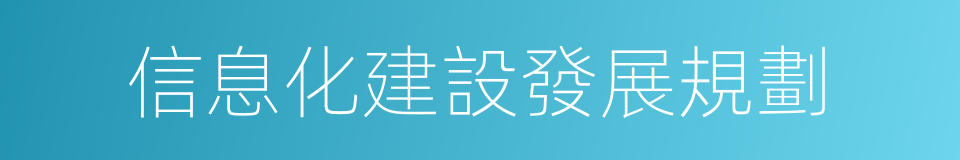 信息化建設發展規劃的同義詞