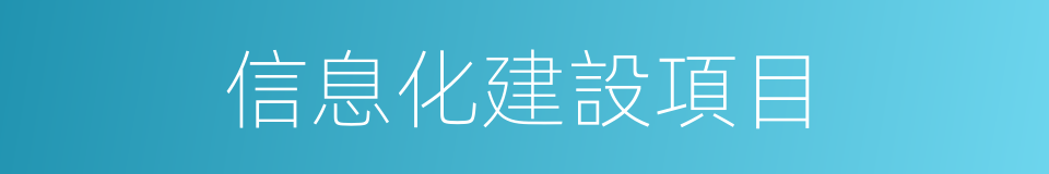 信息化建設項目的同義詞