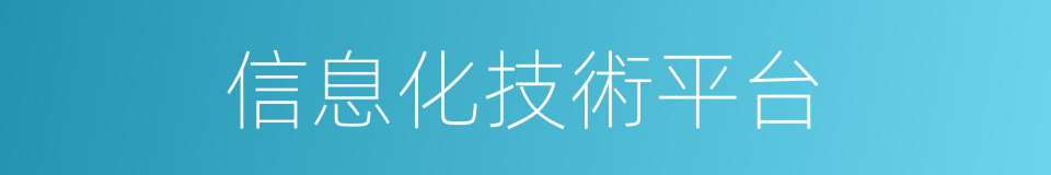 信息化技術平台的同義詞