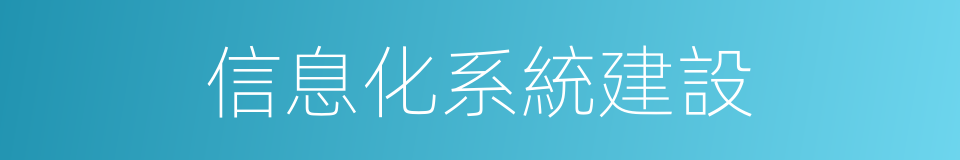 信息化系統建設的同義詞