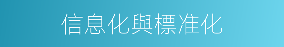 信息化與標准化的同義詞