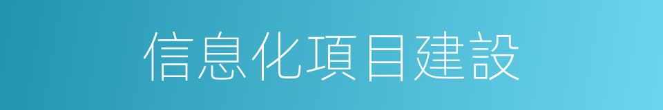 信息化項目建設的同義詞