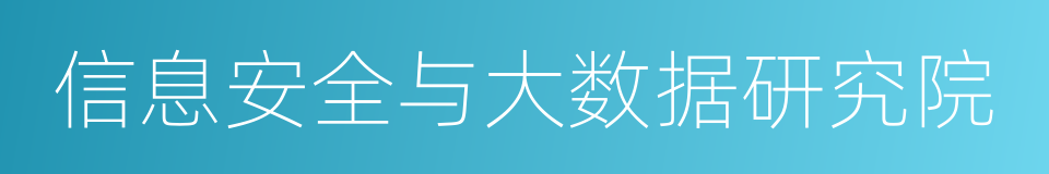 信息安全与大数据研究院的同义词