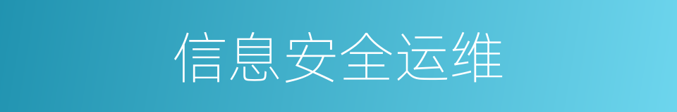 信息安全运维的同义词