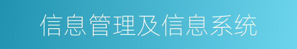 信息管理及信息系统的同义词