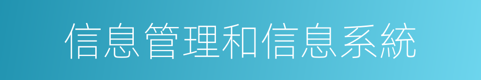 信息管理和信息系統的同義詞