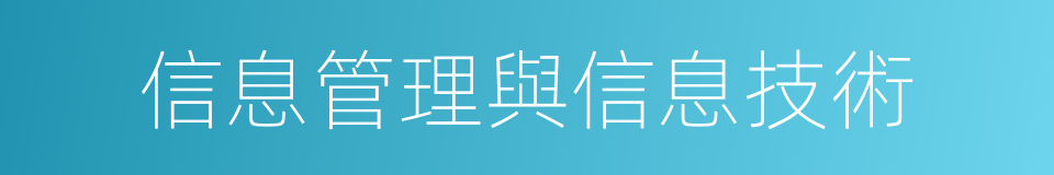 信息管理與信息技術的同義詞