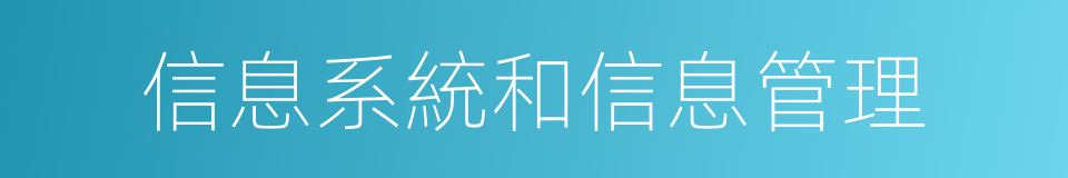 信息系統和信息管理的同義詞