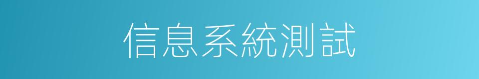 信息系統測試的同義詞