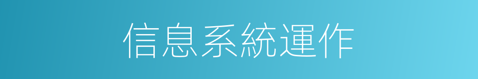 信息系統運作的同義詞