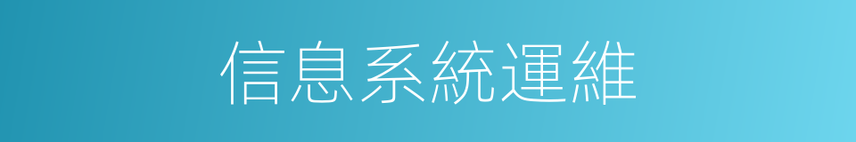 信息系統運維的同義詞