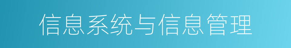 信息系统与信息管理的同义词