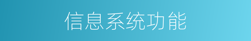 信息系统功能的同义词
