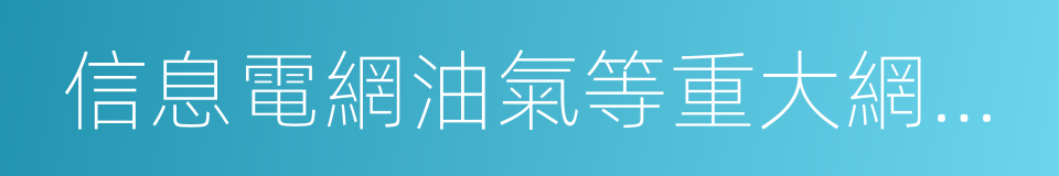 信息電網油氣等重大網絡工程的同義詞