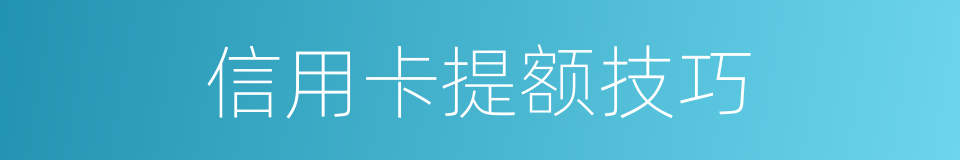 信用卡提额技巧的同义词