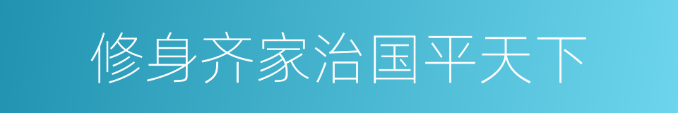 修身齐家治国平天下的同义词