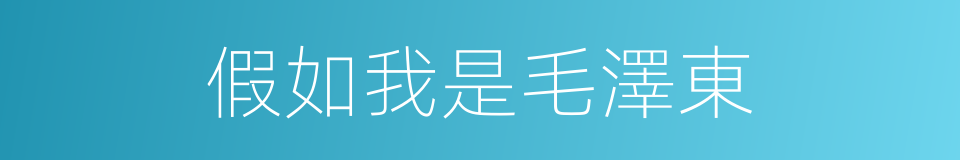 假如我是毛澤東的同義詞