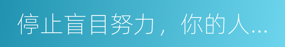 停止盲目努力，你的人生需要再设计的同义词