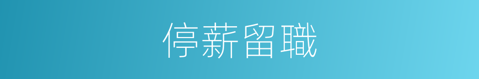 停薪留職的意思