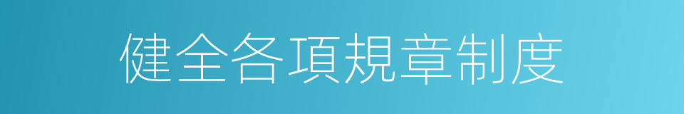 健全各項規章制度的同義詞