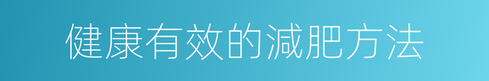 健康有效的減肥方法的同義詞