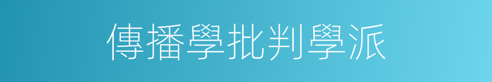 傳播學批判學派的同義詞