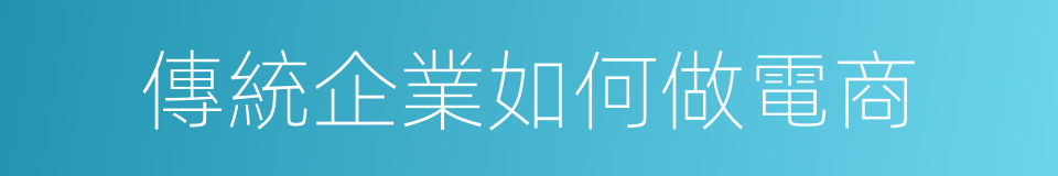 傳統企業如何做電商的同義詞