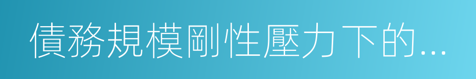 債務規模剛性壓力下的結構轉換與風險釋放的同義詞