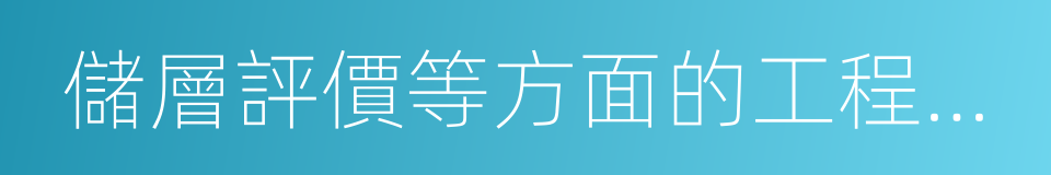 儲層評價等方面的工程設計的同義詞