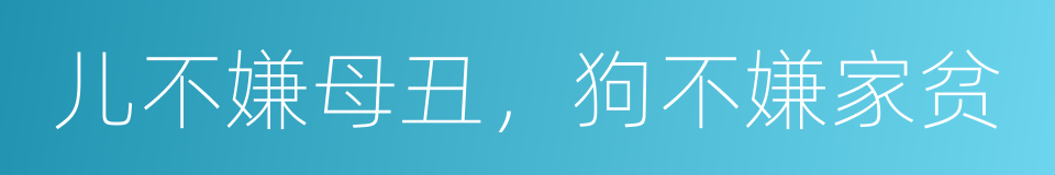 儿不嫌母丑，狗不嫌家贫的同义词