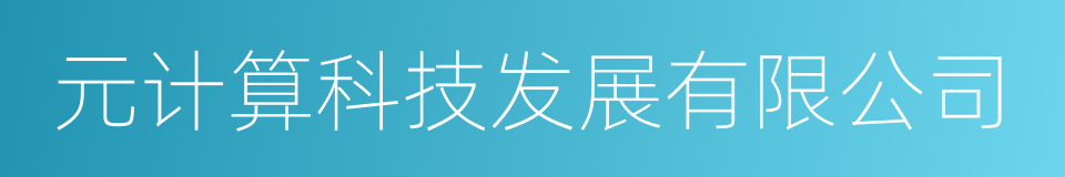 元计算科技发展有限公司的意思