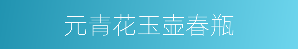 元青花玉壶春瓶的同义词