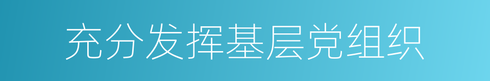 充分发挥基层党组织的同义词