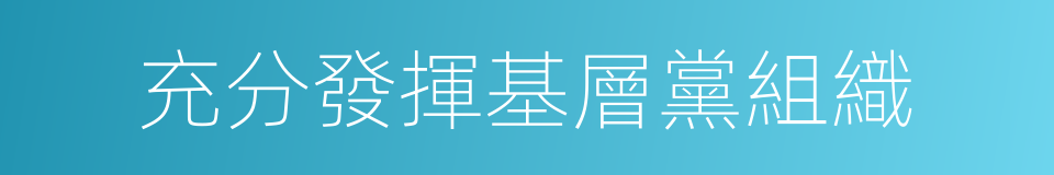 充分發揮基層黨組織的同義詞