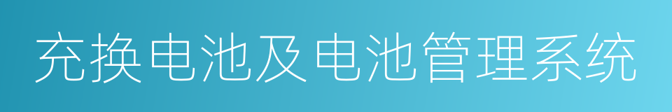 充换电池及电池管理系统的同义词